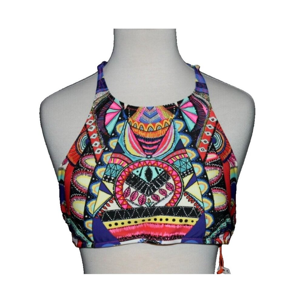 NWT SUPERDRY HIGH NECK CROP BIKINI TOP Black Pink Purple Orange US SIZE 10